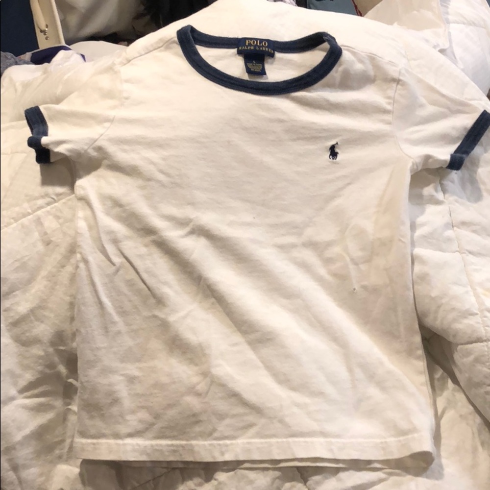 BOYS SMALL POLO RALPH L WHITE TEESHIRT